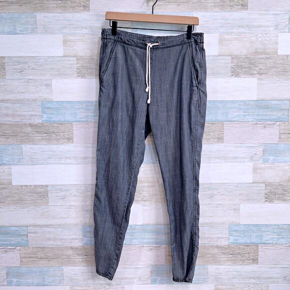 Eileen Fisher Tencel Pull On Tapered Leg Pant Gray Chambray High Rise Womens XXS - Picture 1 of 6